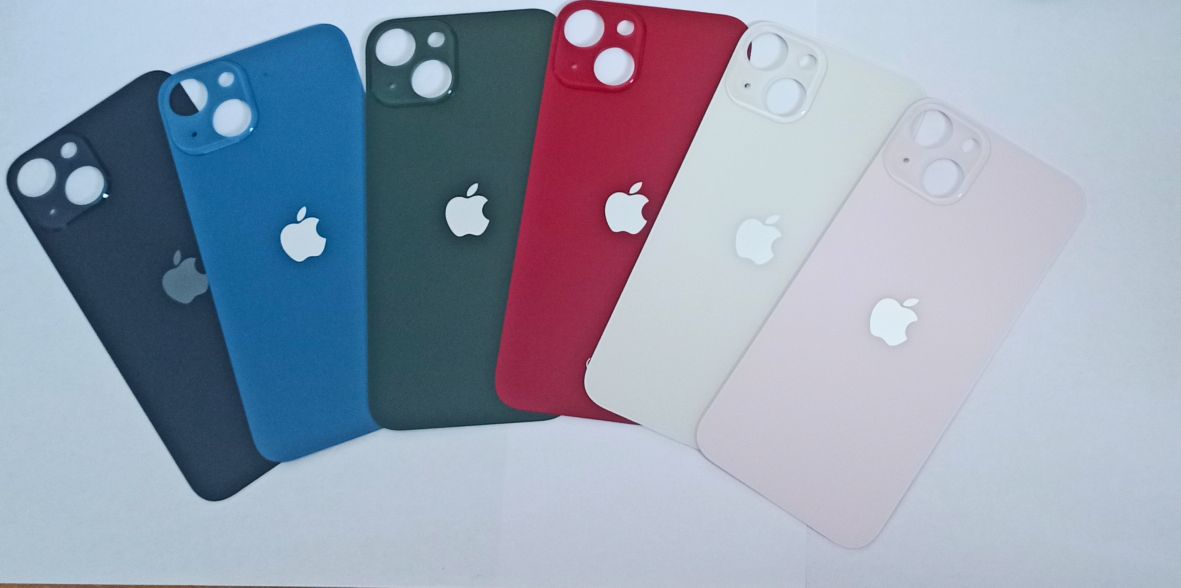 Задняя крышка для iPhone 13 розовый (стекло, широкий вырез под камеру, логотип) OR
