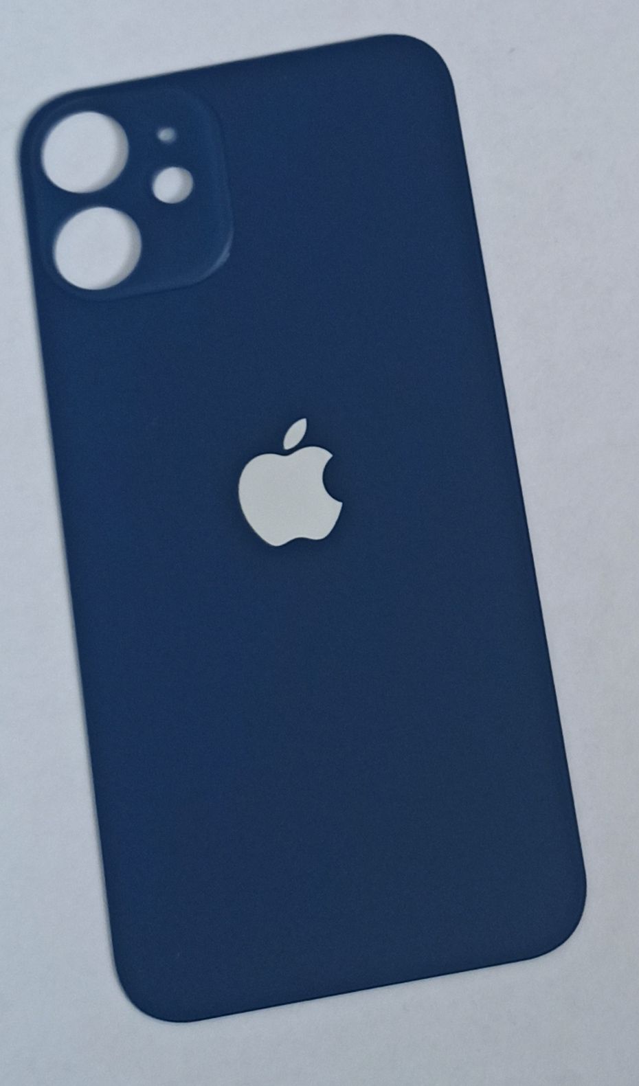 Задняя крышка для iPhone 12 Mini синий (стекло, монолит, широкий вырез под камеру, логотип) – OR