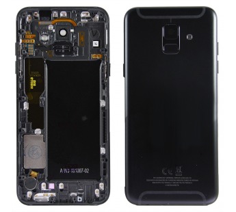 Задняя крышка для Samsung A600F (A6 2018) Черный (+ стекло камеры,вспышки.кнопки)