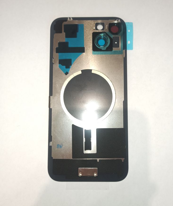 Задняя крышка для iPhone 15 Plus в сборе со стеклом камеры Черный (стекло, монолит, MagSafe, логотип) OR