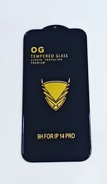 Защитное стекло для iPhone 14 Pro “С бортиком” OG, Anti-Shock,Черный