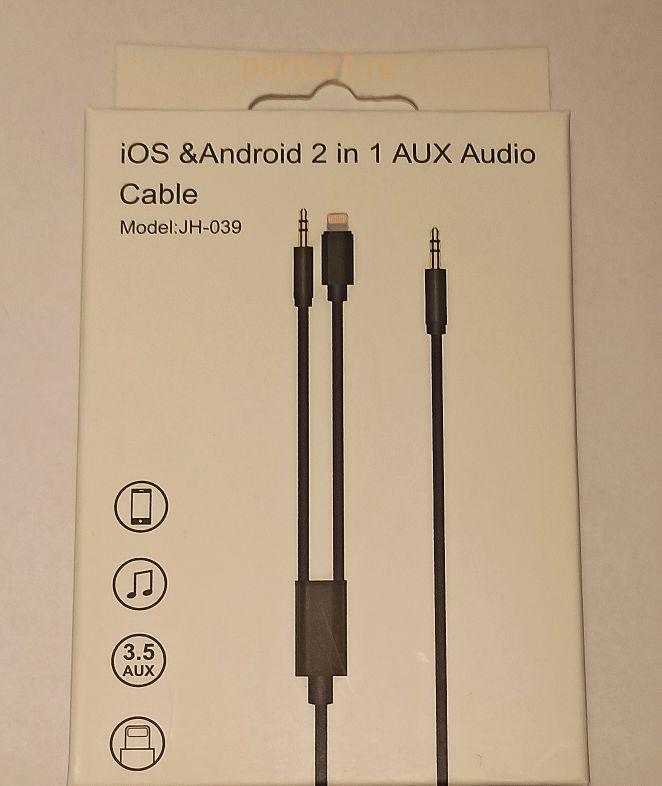 Кабель AUX – 2 в 1 j039 для [3.5 mm – Lightning] Черный