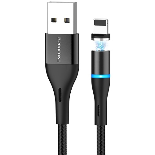 Кабель USB магнитный – Lightning ( 8 pin для iPhone ) BOROFONE BU16 2,4A,1.2м Black