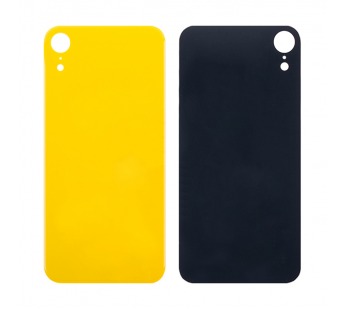 Задняя крышка для iPhone XR желтый (стекло, широкий вырез под камеру, логотип) OR