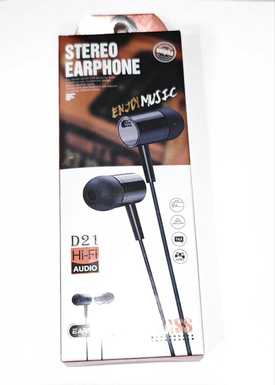 Наушники D21 (вакуумные 3.5 mm jack) Черный