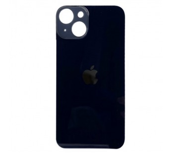 Задняя крышка для iPhone 14 черный (стекло, широкий вырез под камеру, логотип)