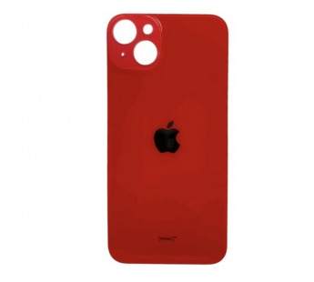 Задняя крышка для iPhone 14 Plus красный (стекло, широкий вырез под камеру, логотип)