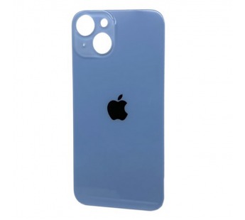 Задняя крышка для iPhone 14 Plus синий (стекло, широкий вырез под камеру, логотип)