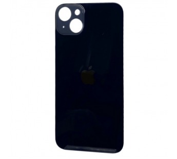 Задняя крышка для iPhone 14 Plus черный (стекло, широкий вырез под камеру, логотип)