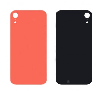 Задняя крышка для iPhone XR коралловый (стекло, широкий вырез под камеру, логотип) OR.Завод