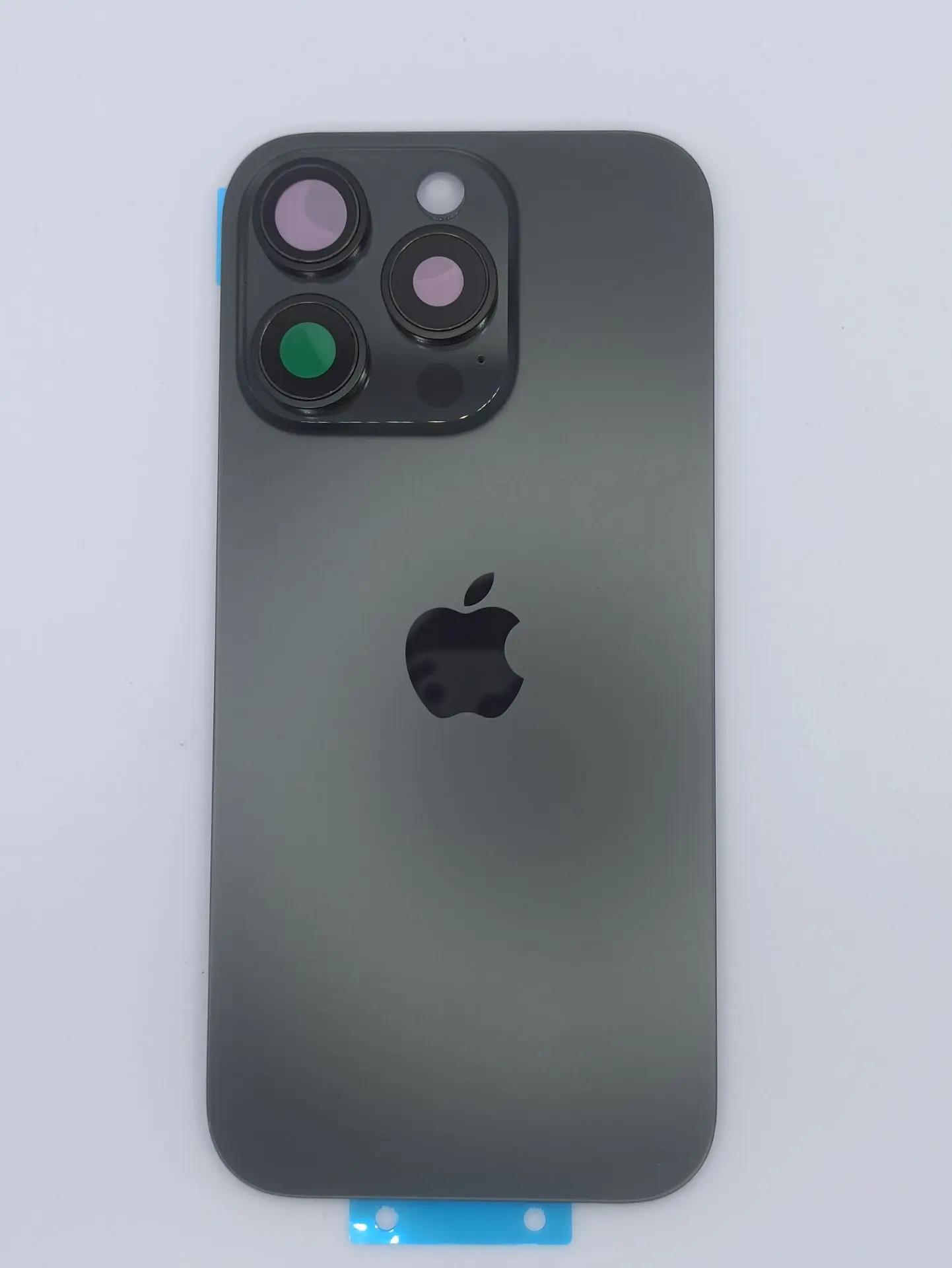 Задняя крышка для iPhone 16 Pro в сборе со стеклом камеры Черный (стекло, монолит, MagSafe, логотип) OR