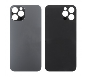Задняя крышка для iPhone 12 PRO серый (стекло, монолит, широкий вырез под камеру, логотип) – OR