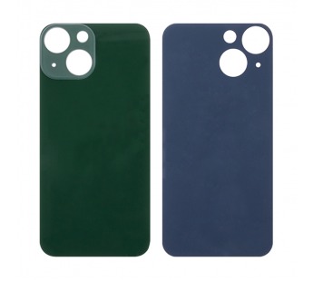 Задняя крышка для iPhone 13 Mini зеленый (стекло, широкий вырез под камеру, логотип)