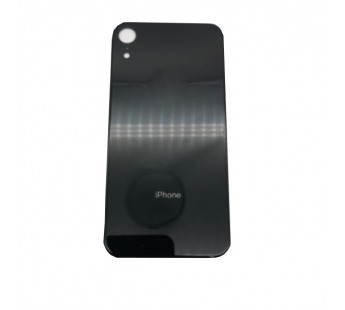 Задняя крышка для iPhone XR черный (стекло, широкий вырез под камеру, логотип) OR