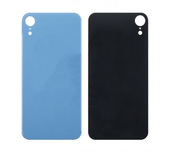 Задняя крышка для iPhone XR голубой ((стекло, широкий вырез под камеру, логотип)
