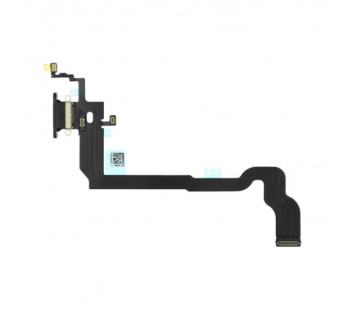 Шлейф для iPhone X на системный разъем/микрофон Черный – Премиум (все компоненты)