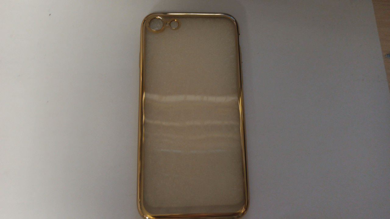 Чехол задняя накладка iPhone 7/8/SE 2020 (4.7) с хром.контуром gold