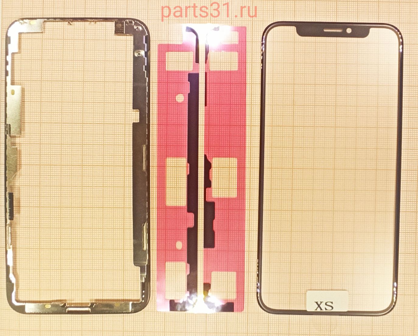 Стекло для переклейки iPhone Xs / X в сборе с OCA пленкой Черное