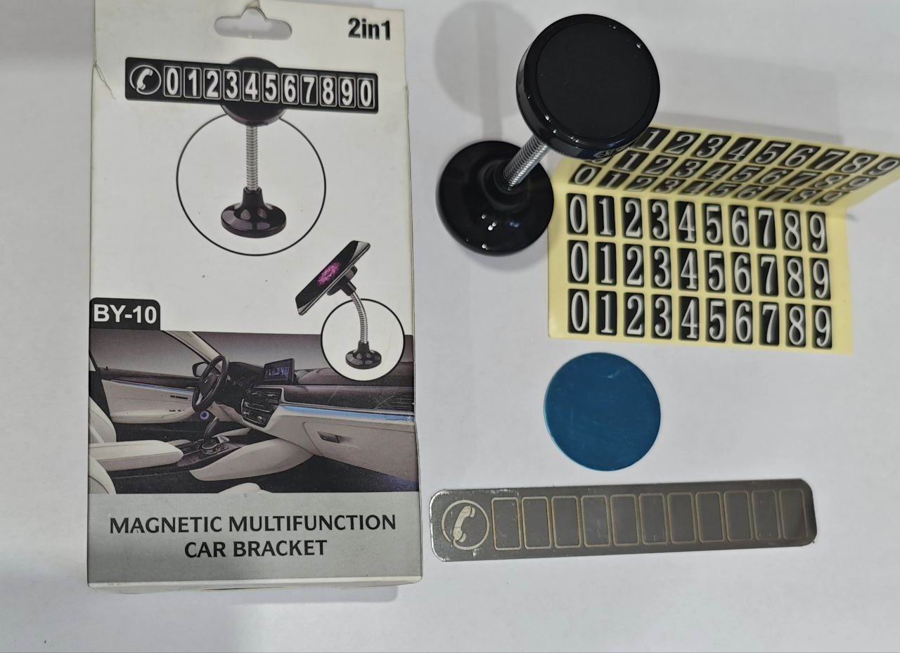 Держатель авто, на ножке магнитный BY-10/WET-15 + табло для номера телефона