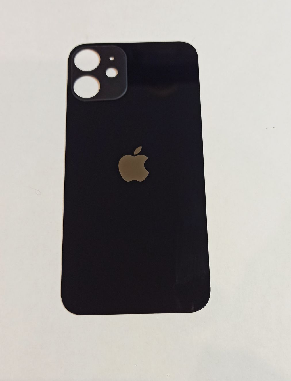 Задняя крышка для iPhone 12 Mini чёрный (стекло, монолит, широкий вырез под камеру, логотип) – OR