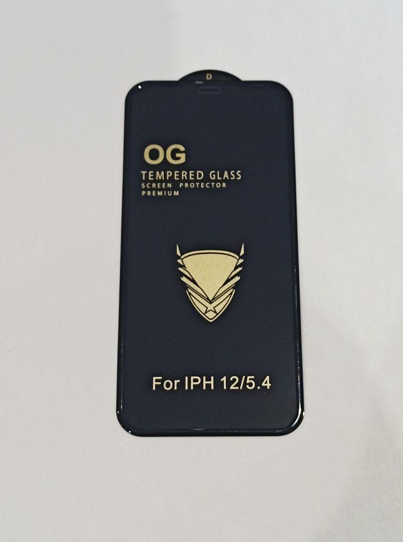 Защитное стекло для iPhone 12 mini “С бортиком” OG Anti-Shock,Чёрный