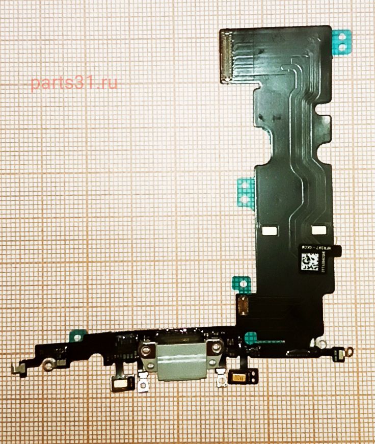 Шлейф для iPhone 8 Plus на системный разъем + разъем гарнитуры Белый