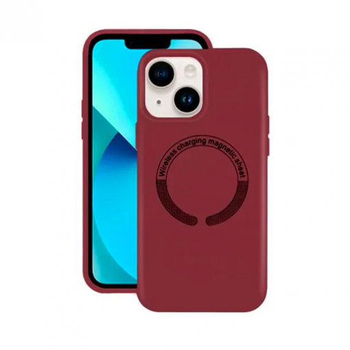 Накладка задняя для APPLE iPhone 15 Pro Max (6.7), Soft Touch, MagSafe, цвет: красный, тёмный