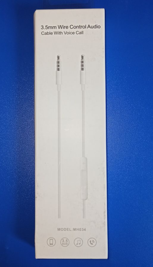 Кабель AUX 3,5 – AUX 3,5 в упаковке (белый) длина 1м ORIG Завод