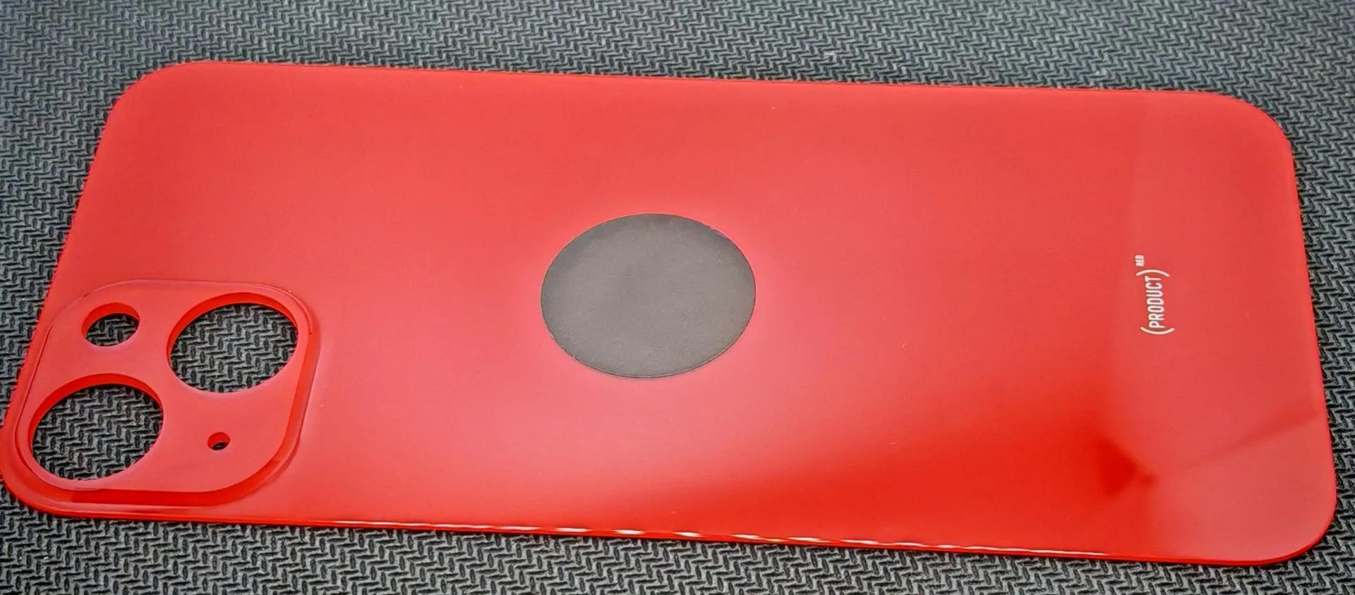 Задняя крышка для iPhone 13 (A2635) Красный (стекло, монолит, широкий вырез под камеру, логотип) -OR