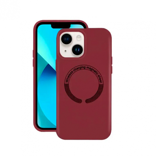 Накладка задняя для APPLE iPhone 15 Pro (6.1), Soft Touch, MagSafe, цвет: красный, тёмный