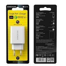 Блок питания сетевой USB BOROFONE BA21A (18W, QC3.0) Белый