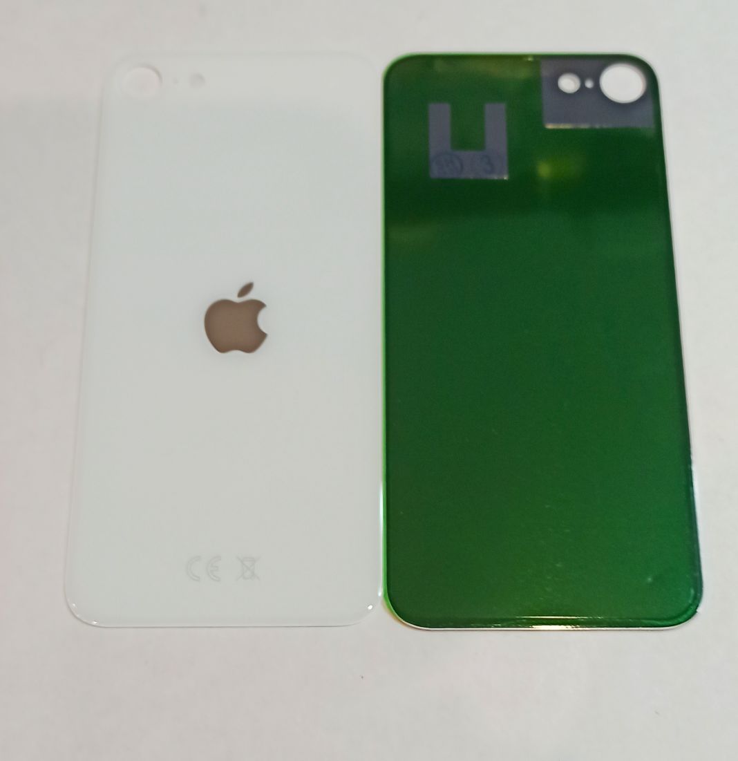 Задняя крышка для iPhone SE 2020 белый (стекло, широкий вырез под камеру, логотип) OR