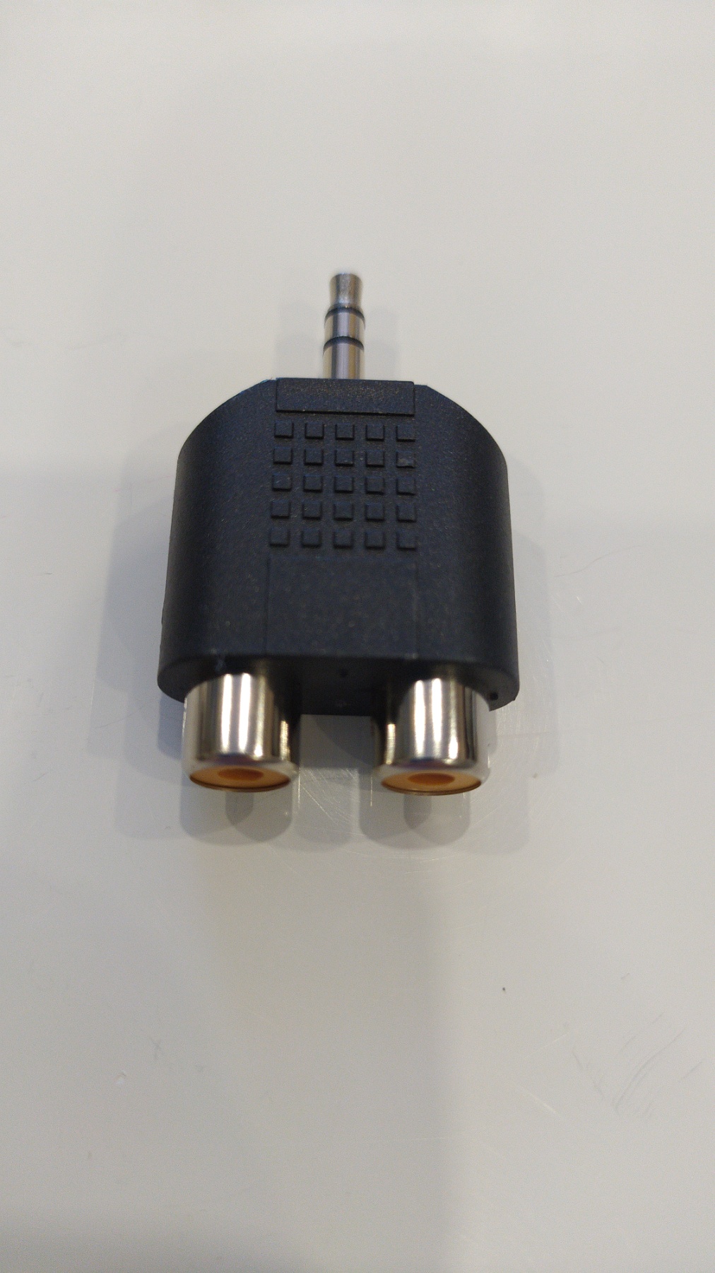 Переходник AUX, Jack 3,5mm(m)-2xRCA(f) Perfeo A7012, 0.1м, плоский, пластик, цвет: чёрный, в техпак