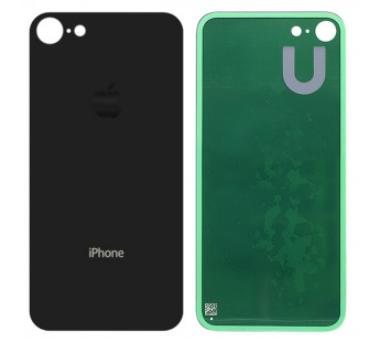 Задняя крышка для iPhone 8 чёрный (стекло, широкий вырез под камеру, логотип) OR