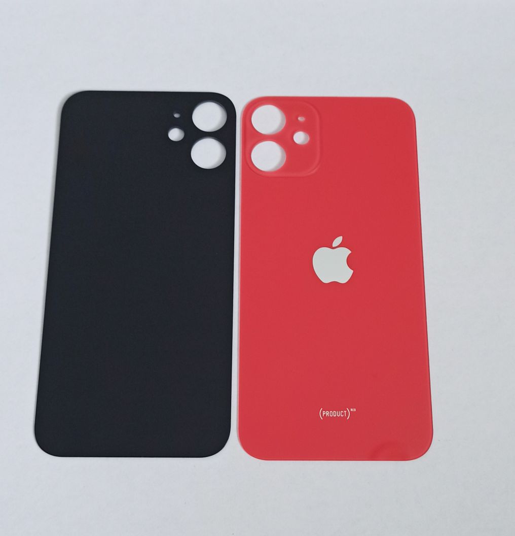 Задняя крышка для iPhone 12 Mini красный (стекло, широкий вырез под камеру, логотип) OR