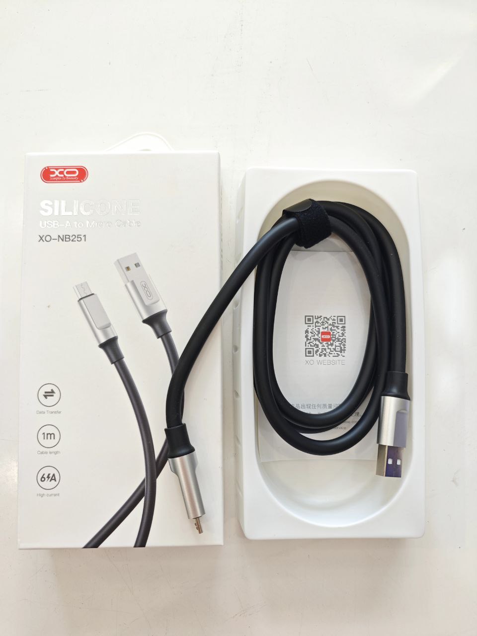 Кабель USB – Micro USB XO NB251 (6A, силикон) Черный