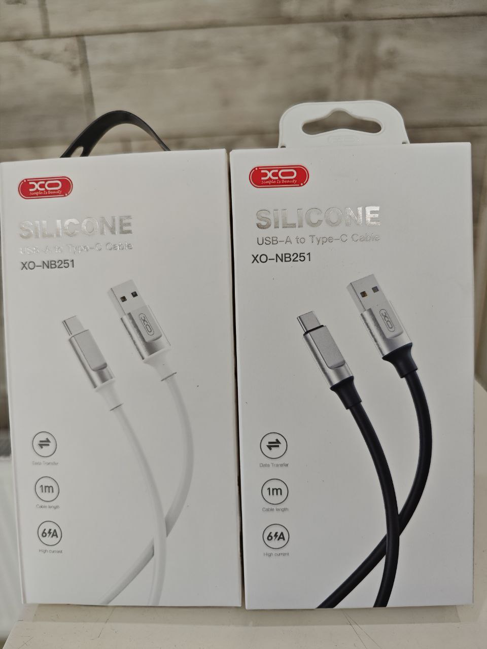 Кабель USB – Type-C XO NB251 (6A, силикон) Черный