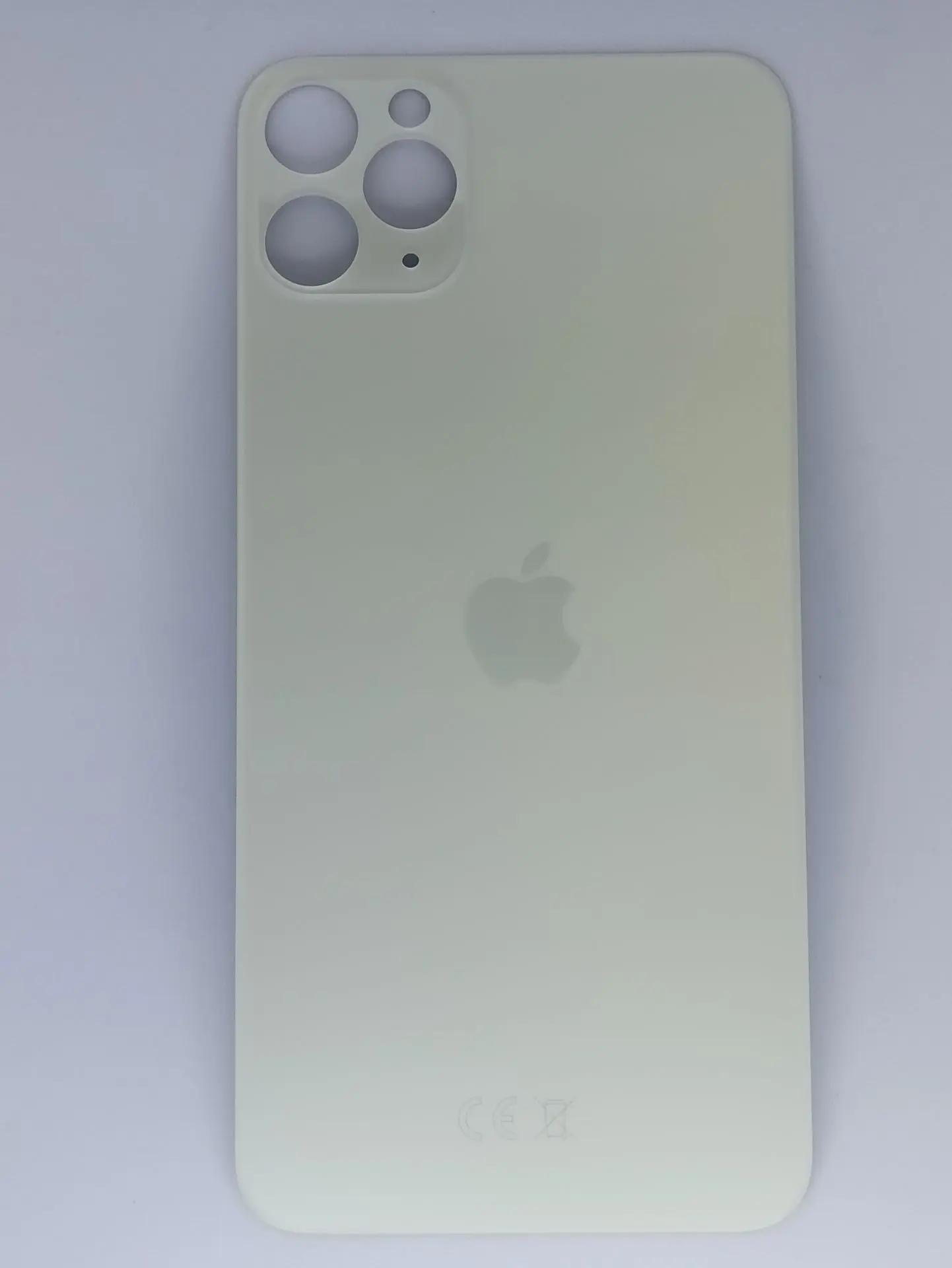 Задняя крышка для iPhone 11 Pro Max белый (стекло, монолит, широкий вырез под камеру, логотип) – OR