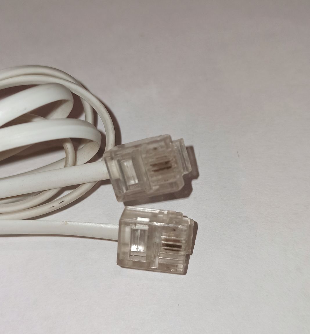 Кабель RJ-11(6P-2C)  1,0 m белый (Телефонный шнур, удлинитель)