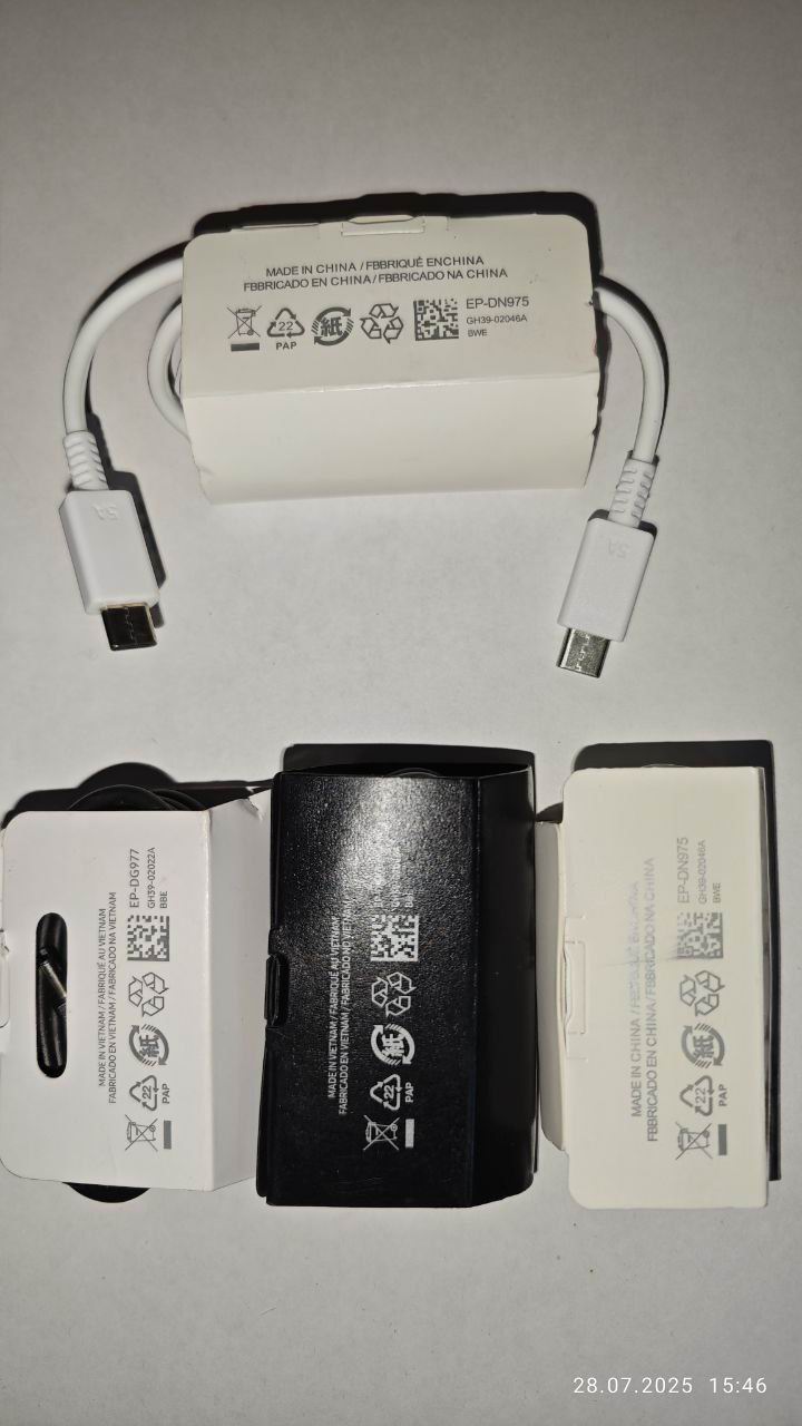 Кабель Type-C – Type-C 5A  белый/черный  тух.уп