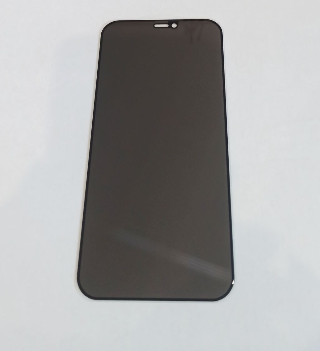 Защитное стекло “Антишпион” для iPhone 12/ iPhone 12 Pro Черное (Закалённое, полное покрытие)