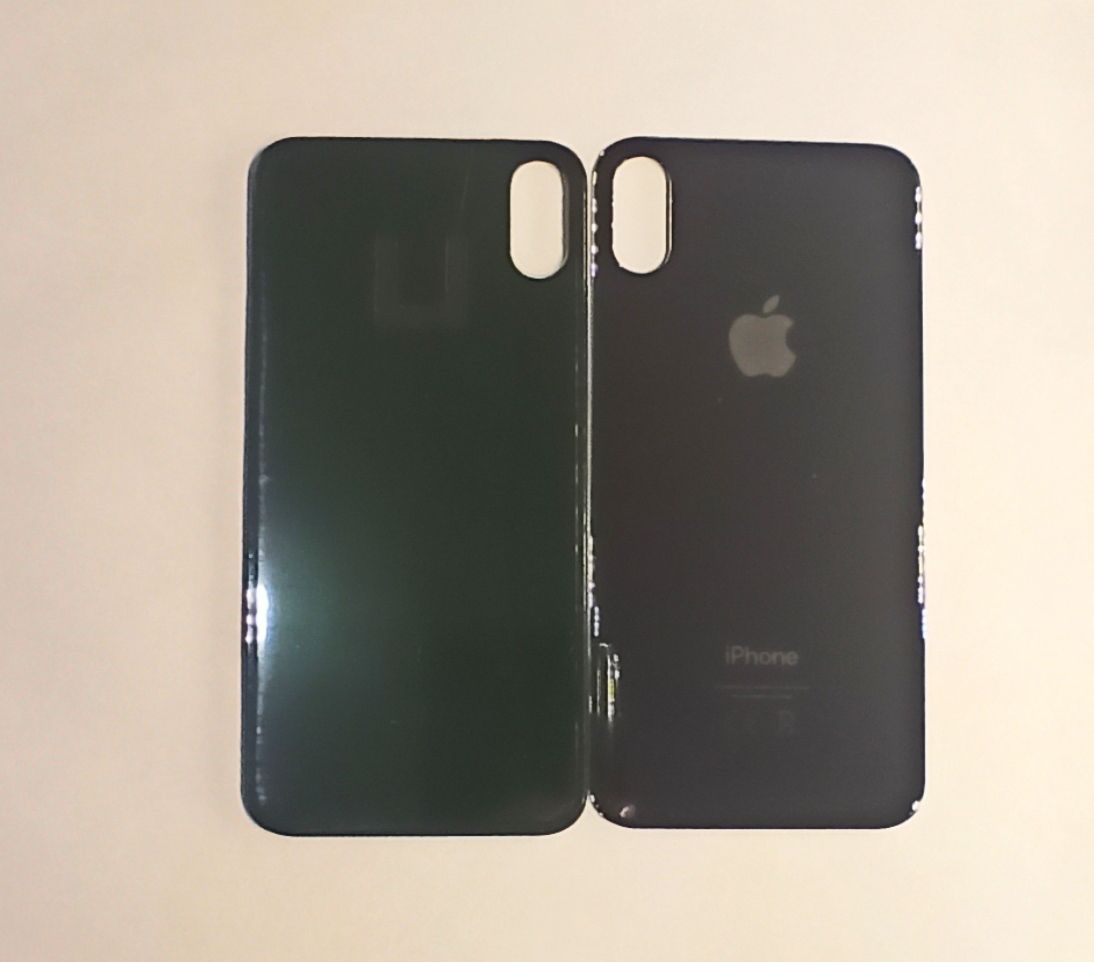 Задняя крышка для iPhone X серый/черный (стекло, широкий вырез под камеру, логотип) OR