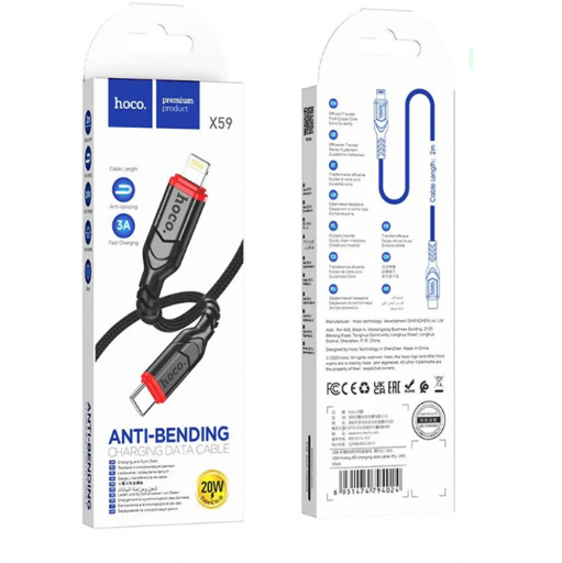 Кабель Type-C – Lightning HOCO X59 Victory, 3.0м, PD 27Вт, цвет: чёрный