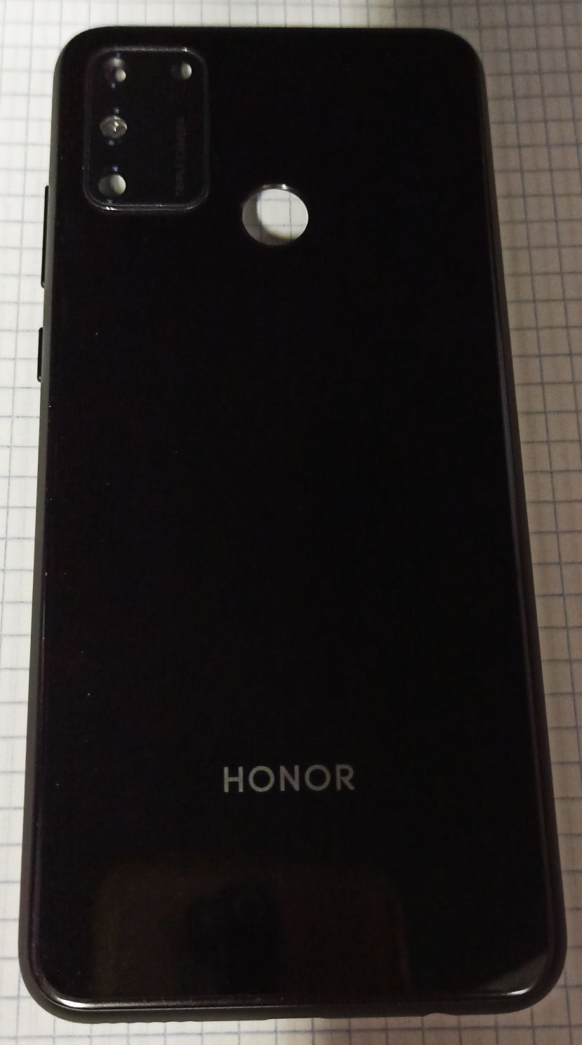 Задняя крышка для Huawei Honor 9A Черный (есть стекло камеры,вспышки.кнопки)