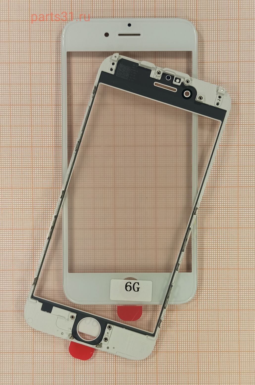 Стекло для переклейки iPhone 6 в сборе с рамкой и OCA пленкой Белый