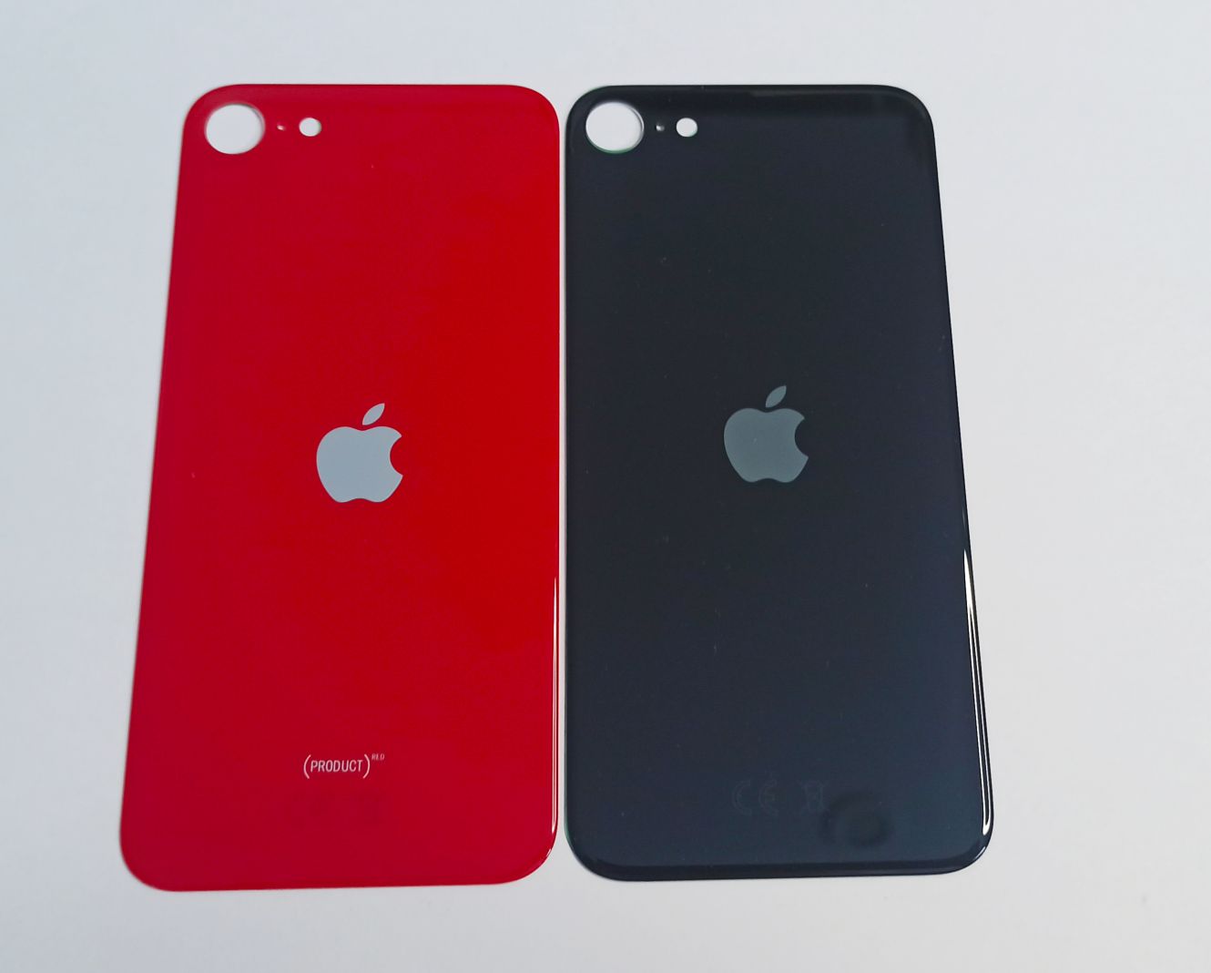 Задняя крышка для iPhone SE 2020 чёрный (стекло, широкий вырез под камеру, логотип) OR