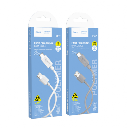 Кабель USB – Type-C HOCO X107 Favor, 1.0м, 3,0А, цвет: белый