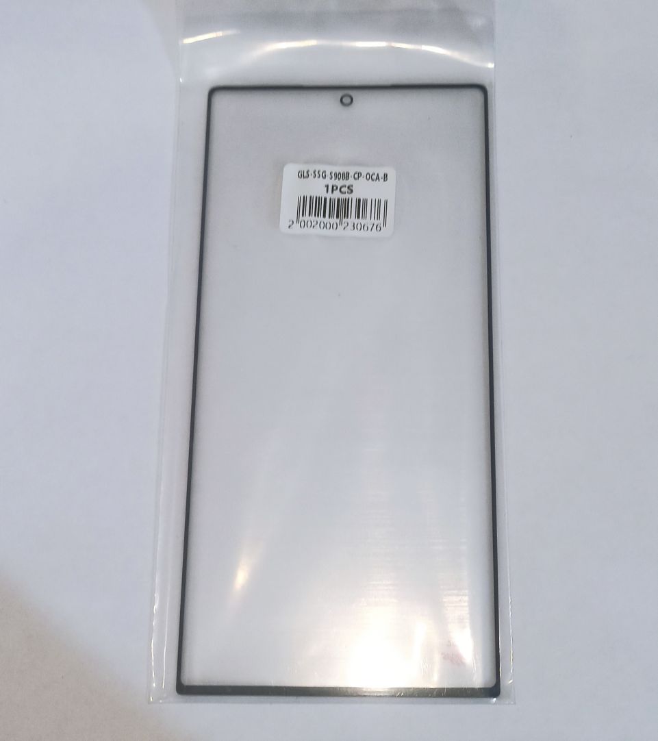 Стекло для переклейки Samsung S908B (S22 Ultra) в сборе с OCA пленкой Черный – OR (Mitsubishi)